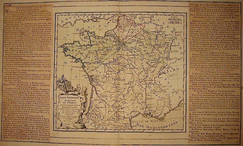 Brion de la Tour Louis - Desnos Louis Charles Carte Itineraire du Royaume de France... 1766 Paris